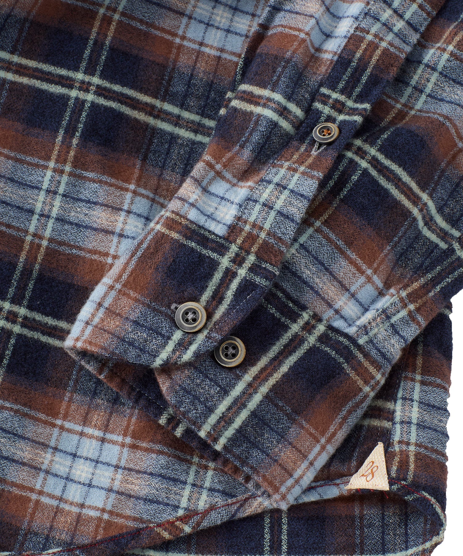 Italian Big Plaid Brushed Cotton Long-Sleeve Sport Shirt in Mid Blue by Borgo28
