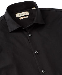 Italian Mercerized Cotton Knit Two-Ply Long-Sleeve Sport Shirt in Black by Borgo28