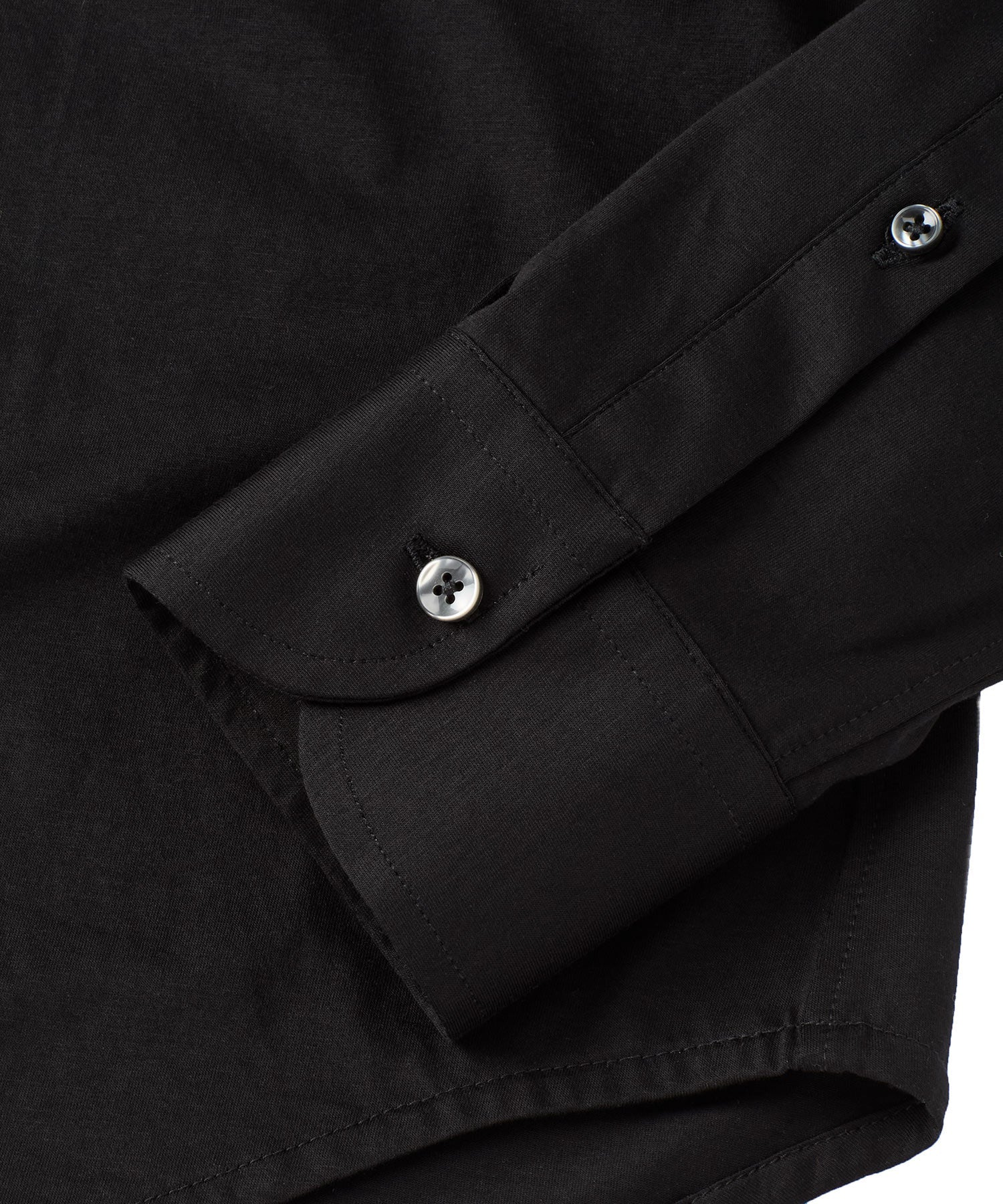Italian Mercerized Cotton Knit Two-Ply Long-Sleeve Sport Shirt in Black by Borgo28