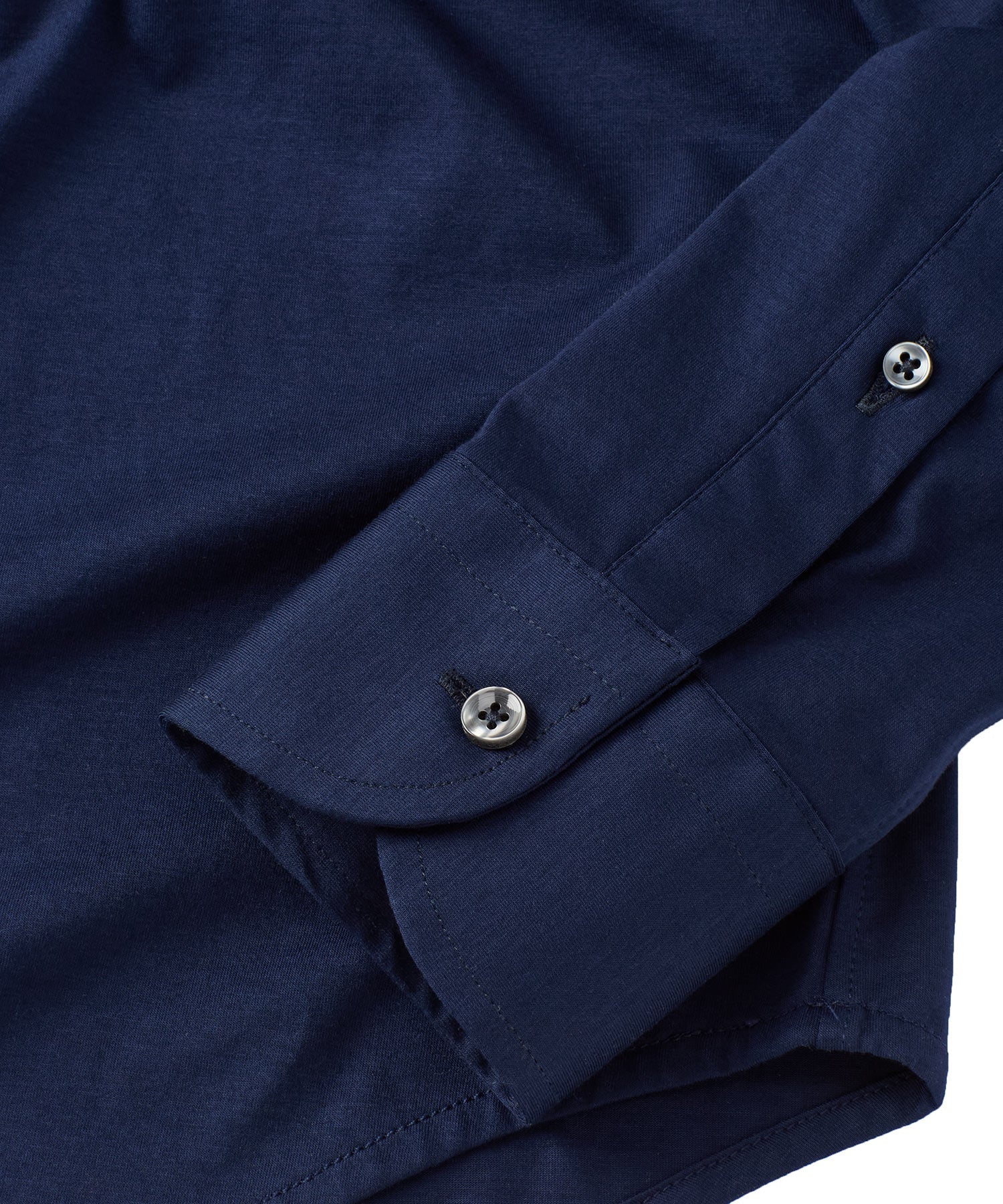 Italian Mercerized Cotton Knit Two-Ply Long-Sleeve Sport Shirt in Navy by Borgo28