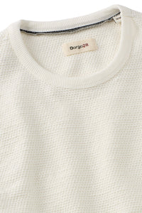 Textured Crew Neck Cotton Sweatshirt in Off White by Borgo28