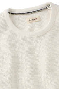 Textured Crew Neck Cotton Sweatshirt in Off White by Borgo28