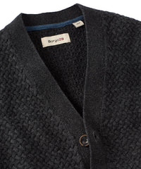 Merino Wool and Cotton Basketweave Cardigan Sweater in Charcoal by Borgo28
