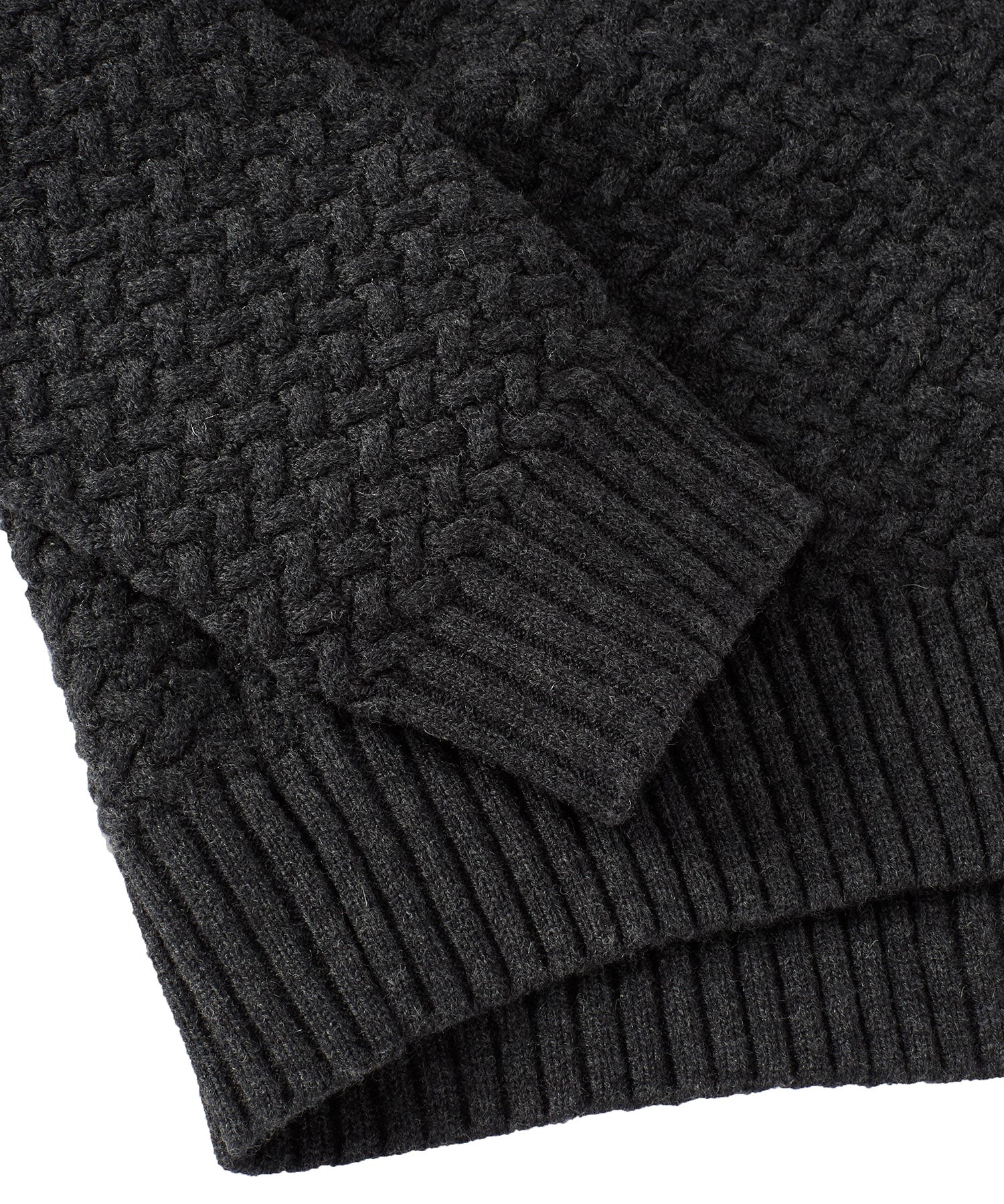 Merino Wool and Cotton Basketweave Cardigan Sweater in Charcoal by Borgo28