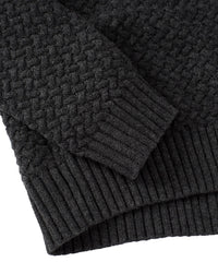 Merino Wool and Cotton Basketweave Cardigan Sweater in Charcoal by Borgo28