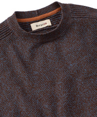 Saddle Paneled Crew Neck Marled Cotton Sweater in Brown-Blue by Borgo28
