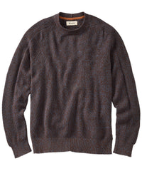 Saddle Paneled Crew Neck Marled Cotton Sweater in Brown-Blue by Borgo28