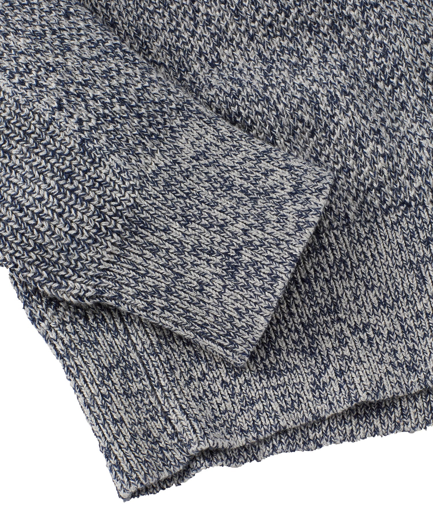 Saddle Paneled Crew Neck Marled Cotton Sweater in Grey-Blue by Borgo28