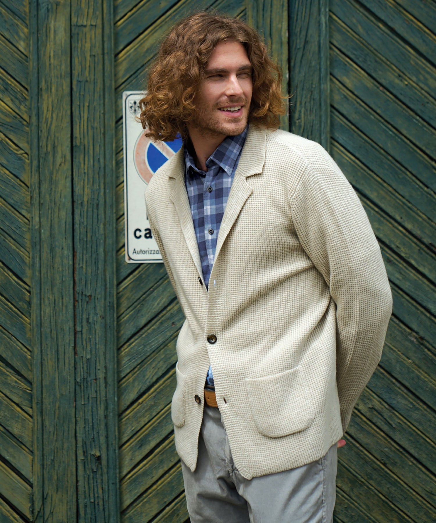 Soft Knit Wool-Blend Sweater Blazer in Choice of Colors by Borgo28