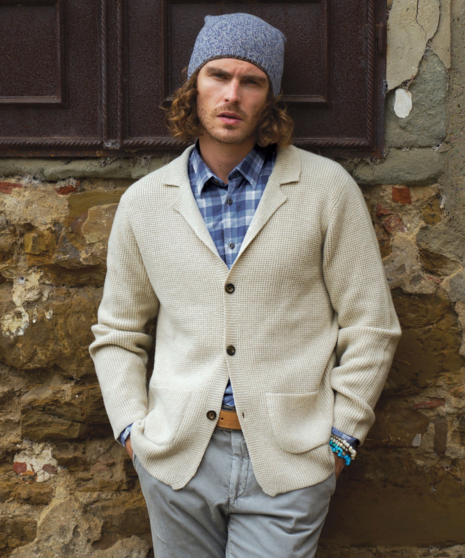 Soft Knit Wool-Blend Sweater Blazer in Choice of Colors by Borgo28