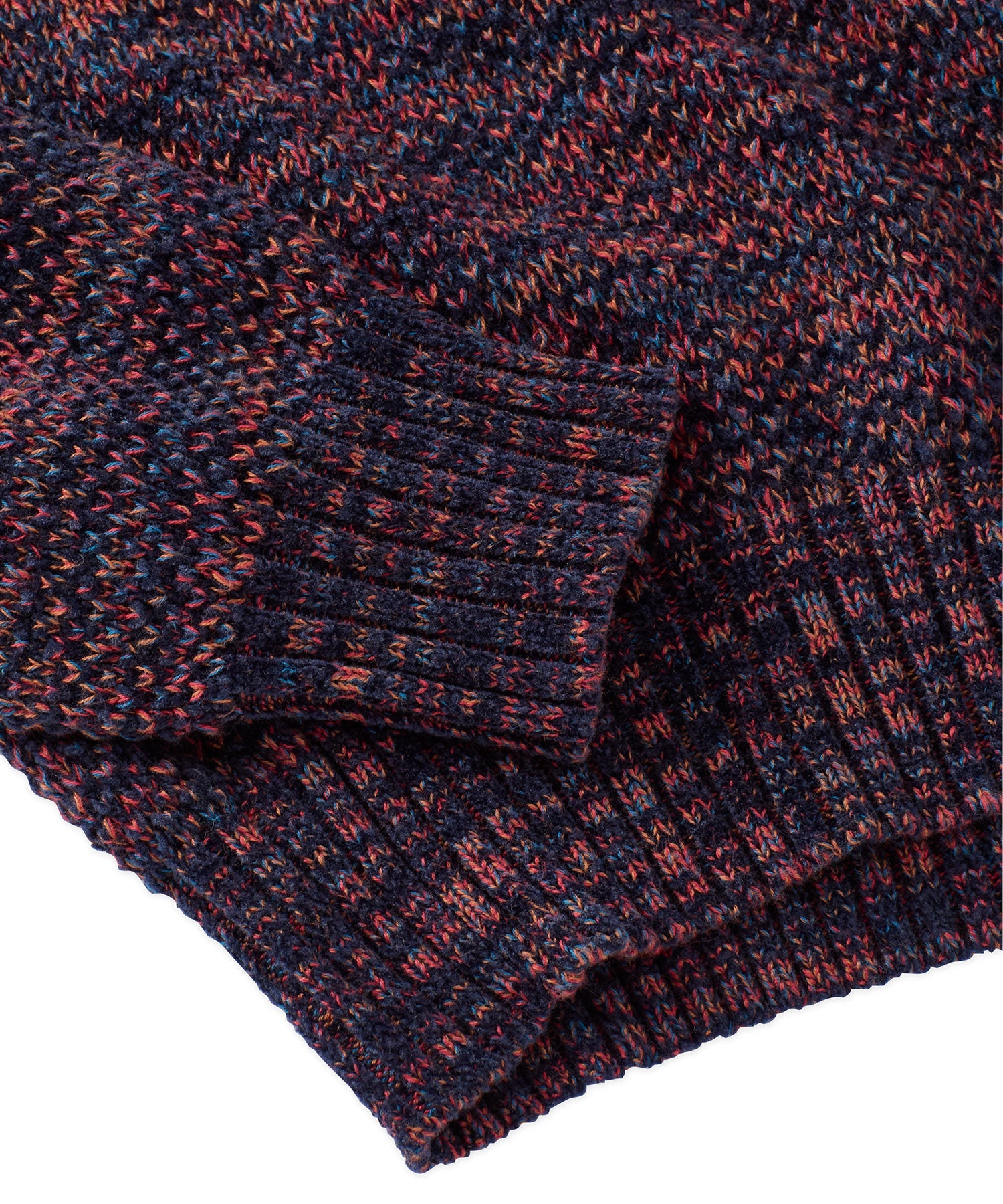 Chenille Button Mock Neck Cotton Sweater in Navy Mix by Borgo28
