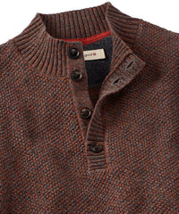Chenille Button Mock Neck Cotton Sweater in Rust Mix by Borgo28