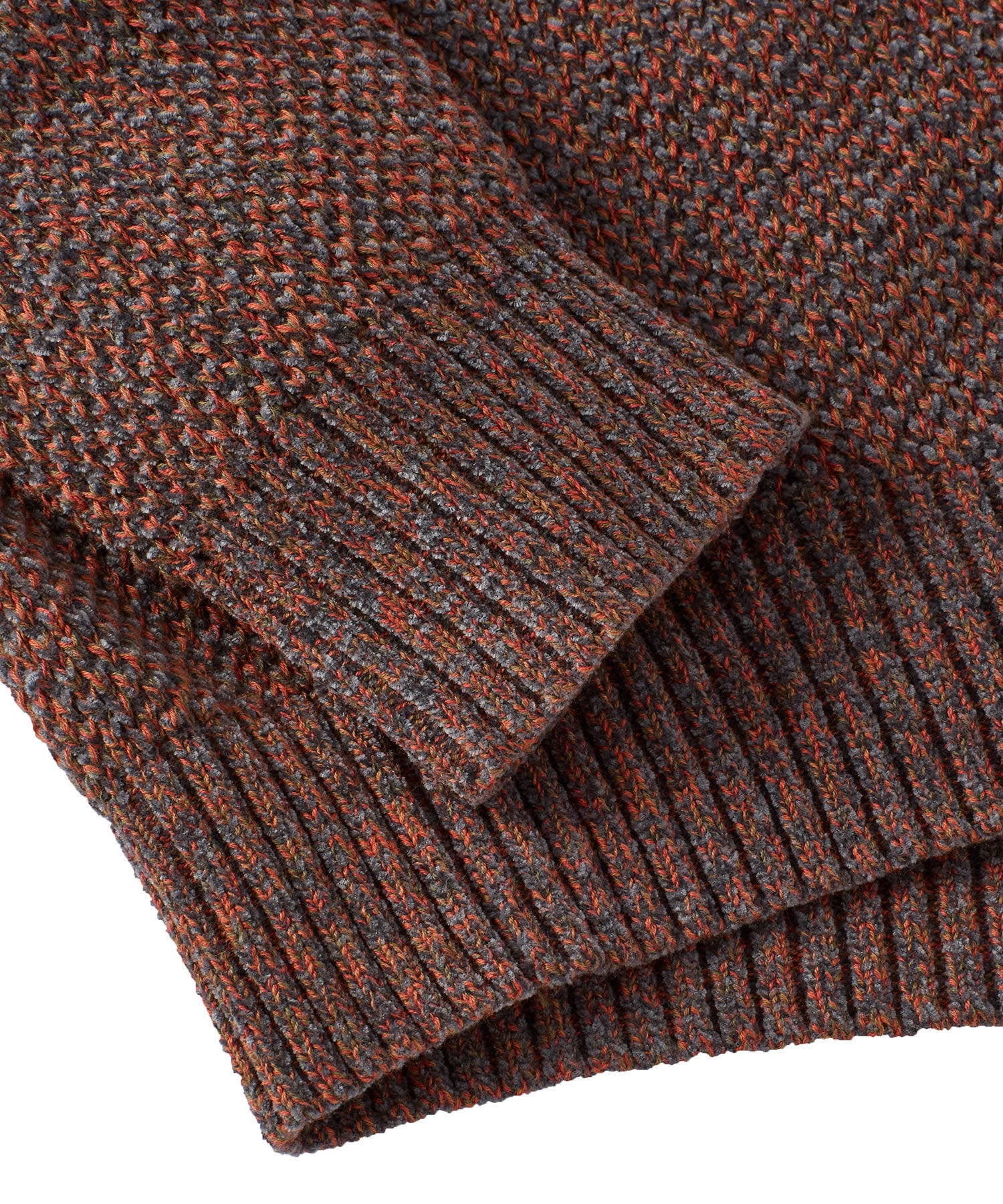 Chenille Button Mock Neck Cotton Sweater in Rust Mix by Borgo28