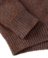 Chenille Button Mock Neck Cotton Sweater in Rust Mix by Borgo28