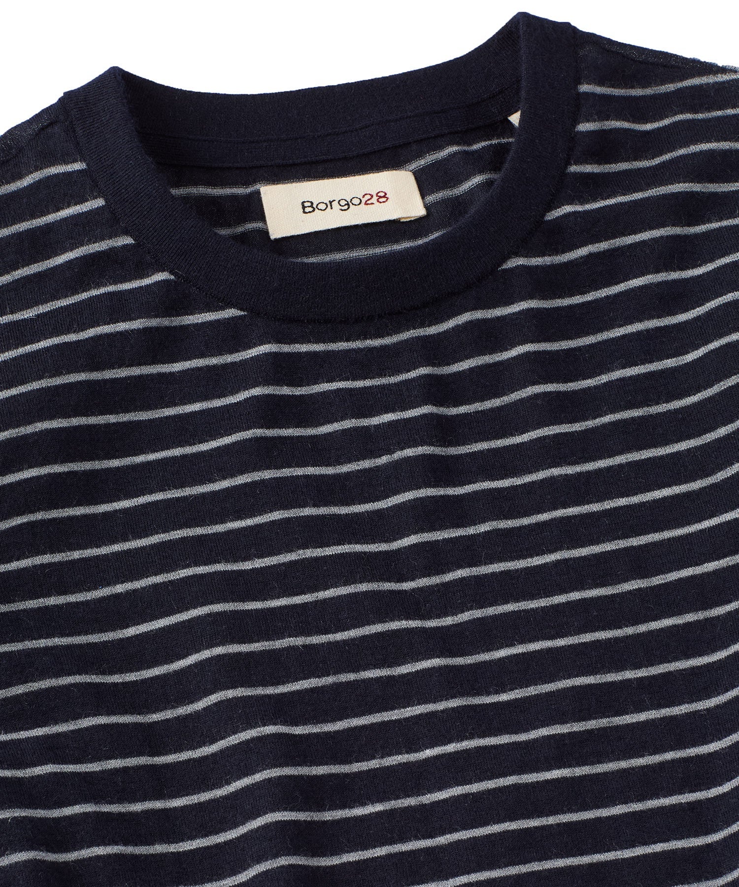 Pure Cashmere Fine Stripe Sweater in Navy by Borgo28