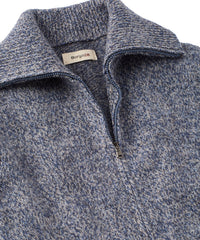 Wool and Cashmere Kangaroo Pocket Zip-Front Cardigan Sweater in Blue Mix by Borgo28