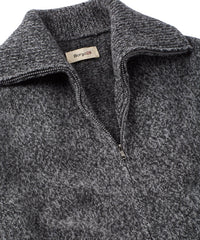 Wool and Cashmere Kangaroo Pocket Zip-Front Cardigan Sweater in Charcoal by Borgo28