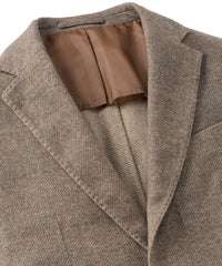 Denim Weave Two-Button Wool/Cotton/Cashmere Blazer in Brown Heather by Borgo28