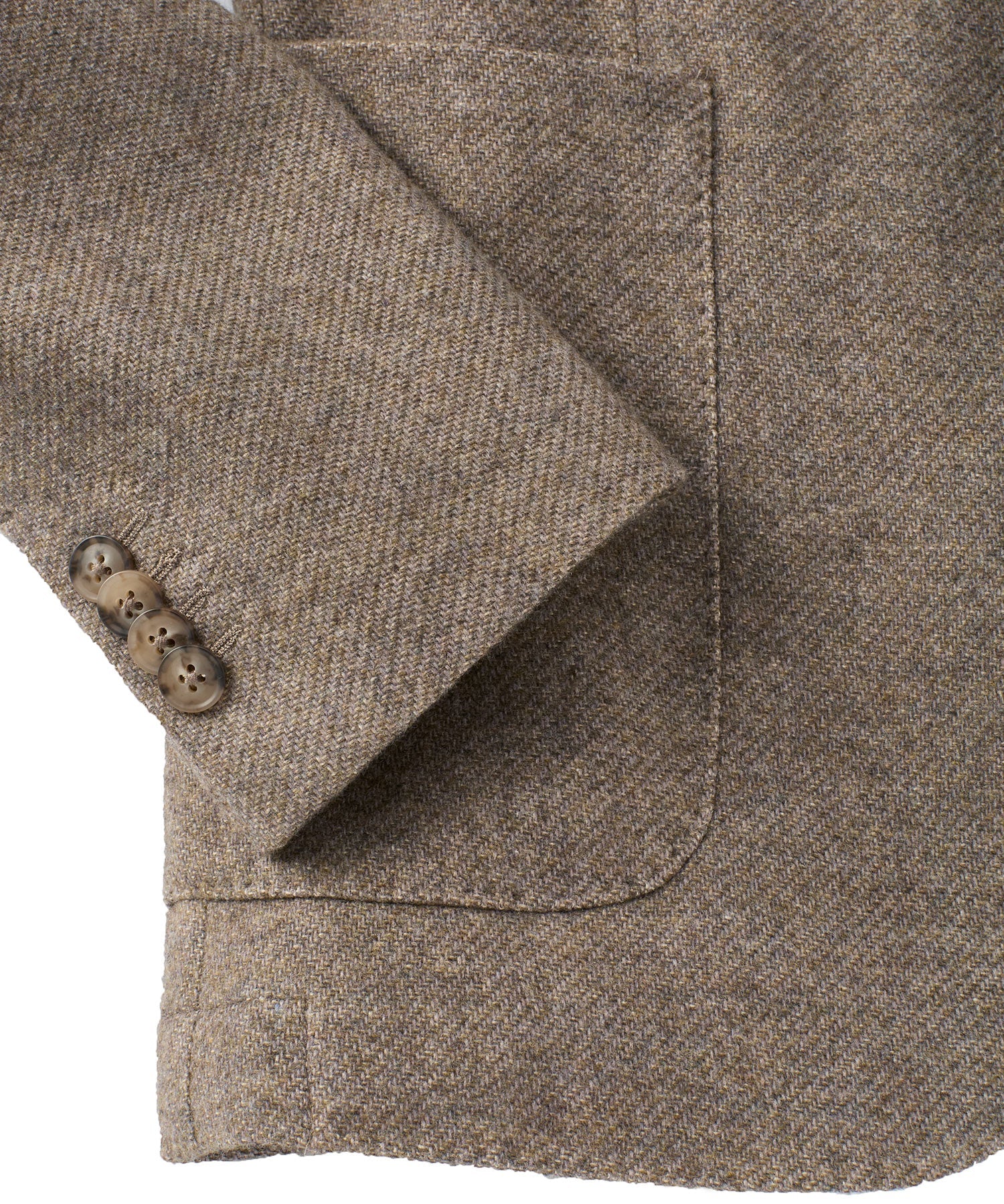 Denim Weave Two-Button Wool/Cotton/Cashmere Blazer in Brown Heather by Borgo28