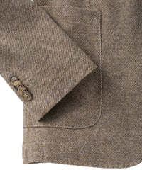 Denim Weave Two-Button Wool/Cotton/Cashmere Blazer in Brown Heather by Borgo28