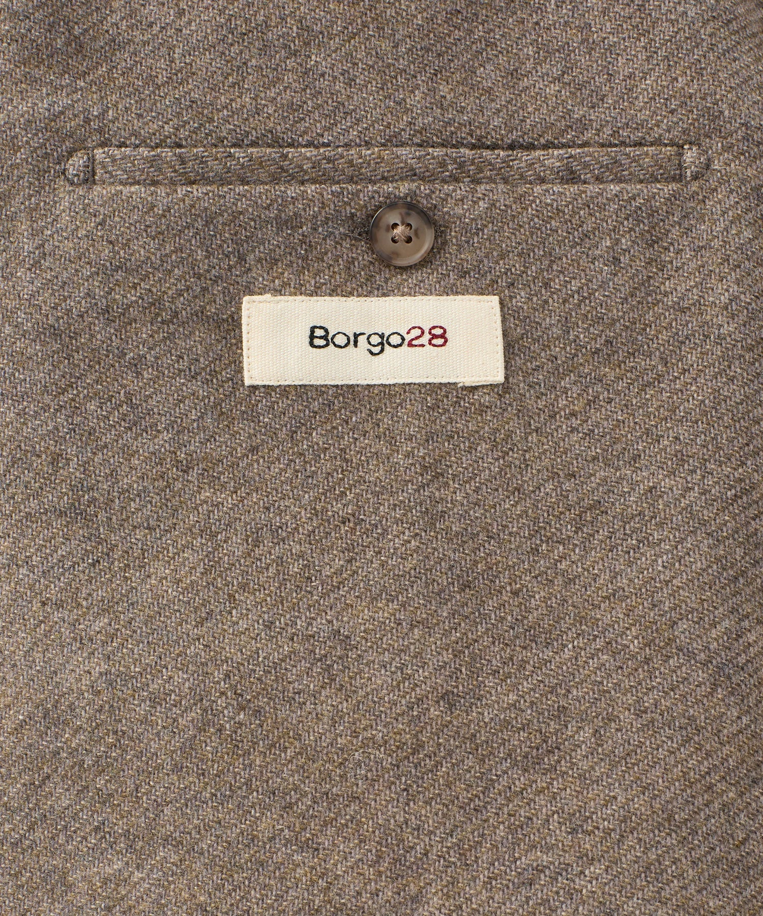 Denim Weave Two-Button Wool/Cotton/Cashmere Blazer in Brown Heather by Borgo28