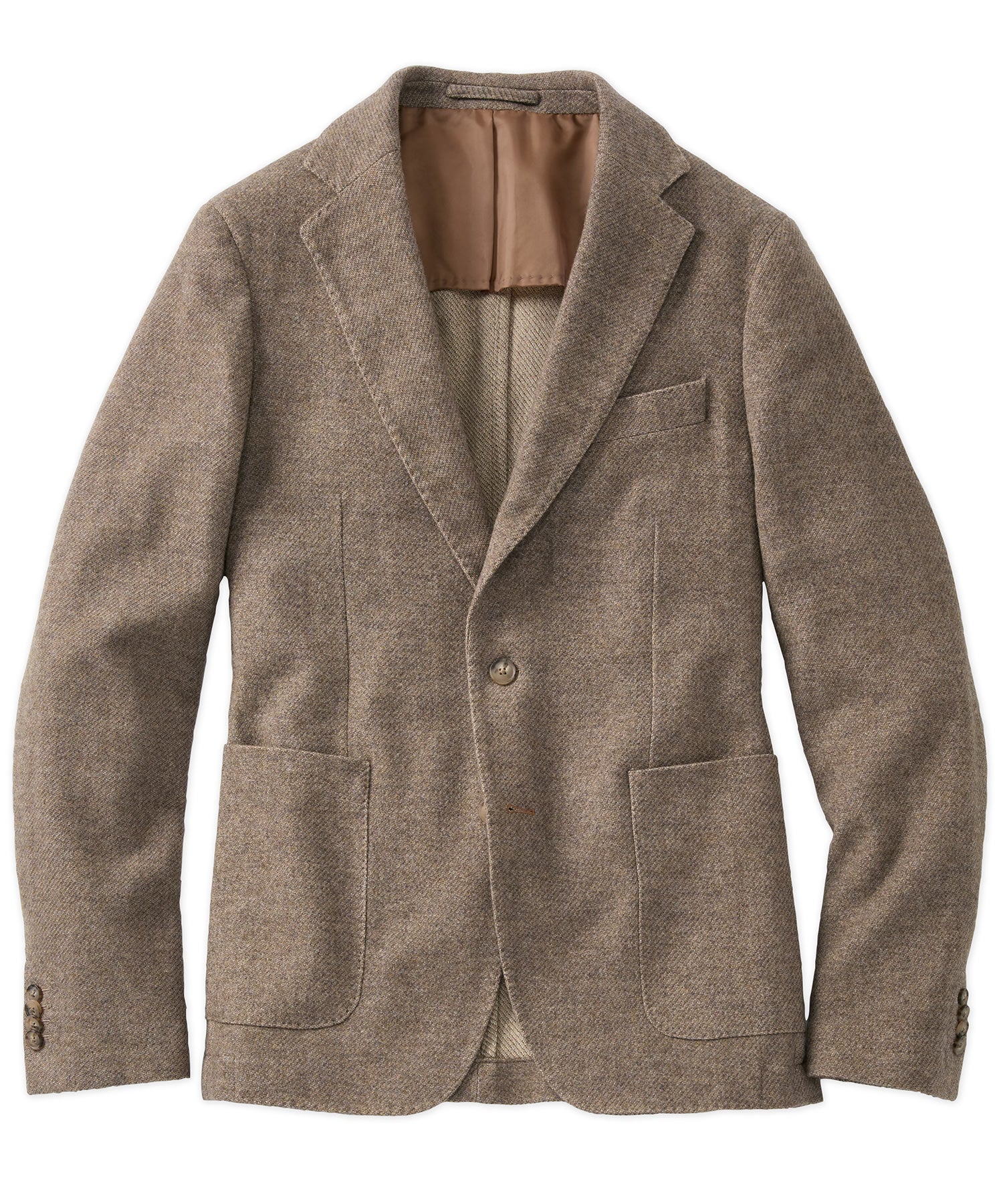 Denim Weave Two-Button Wool/Cotton/Cashmere Blazer in Brown Heather by Borgo28