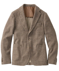 Denim Weave Two-Button Wool/Cotton/Cashmere Blazer in Brown Heather by Borgo28