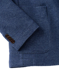 Denim Weave Two-Button Wool/Cotton/Cashmere Blazer in Indigo Heather by Borgo28