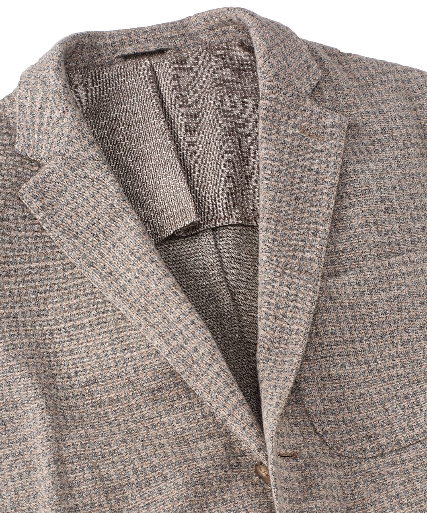 Houndstooth Three-Button Wool/Cotton Blazer in Ecru by Borgo28
