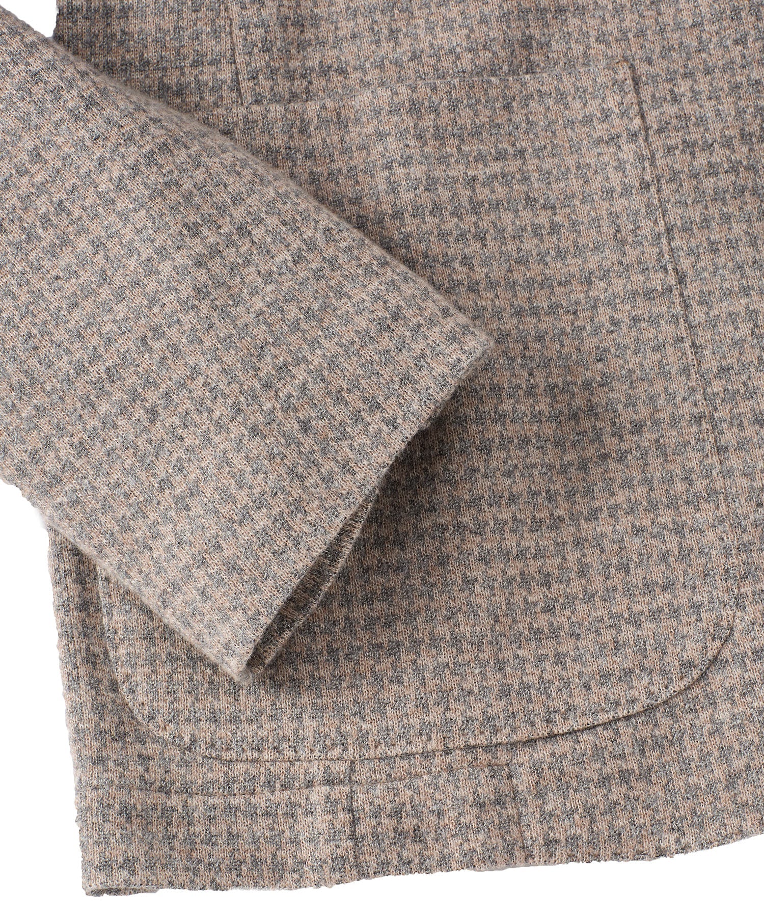 Houndstooth Three-Button Wool/Cotton Blazer in Ecru by Borgo28