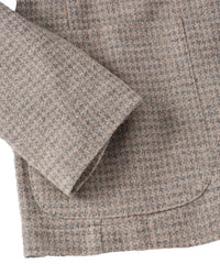 Houndstooth Three-Button Wool/Cotton Blazer in Ecru by Borgo28