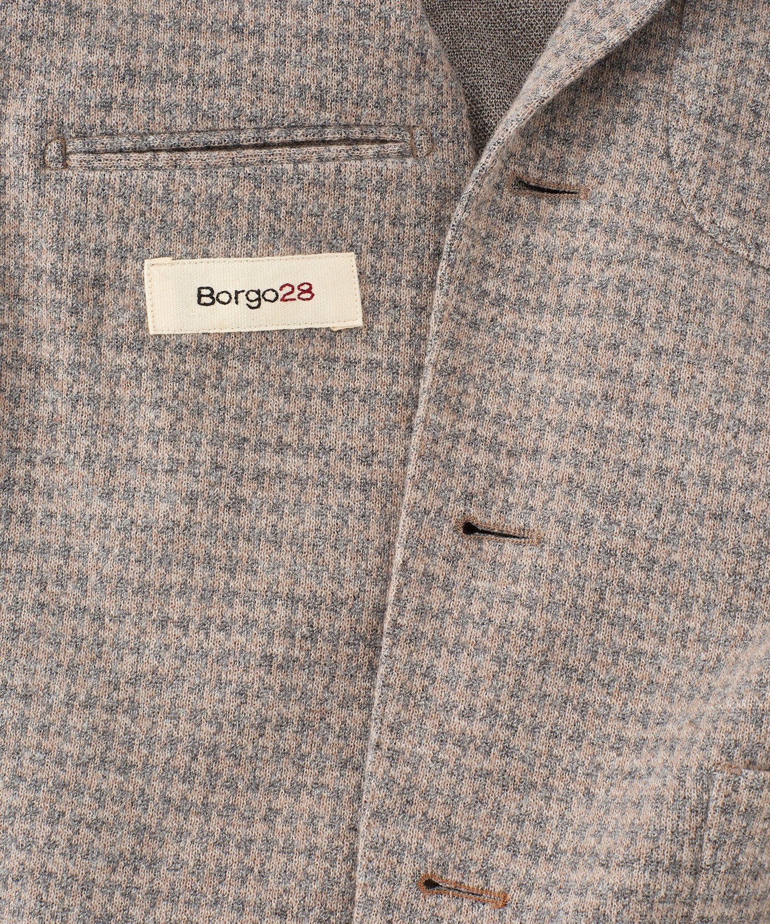 Houndstooth Three-Button Wool/Cotton Blazer in Ecru by Borgo28