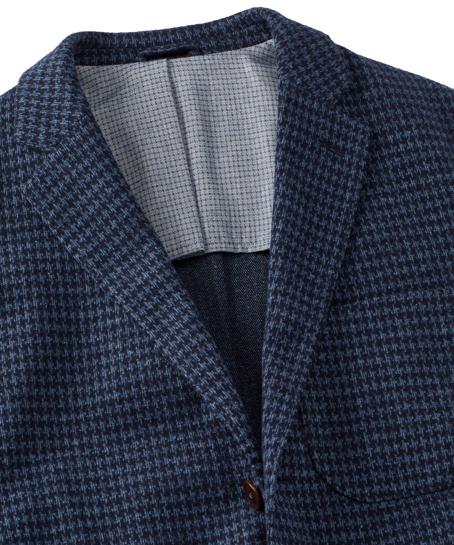 Houndstooth Three-Button Wool/Cotton Blazer in Indigo by Borgo28