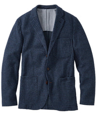 Houndstooth Three-Button Wool/Cotton Blazer in Indigo by Borgo28