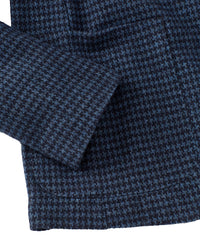 Houndstooth Three-Button Wool/Cotton Blazer in Indigo by Borgo28
