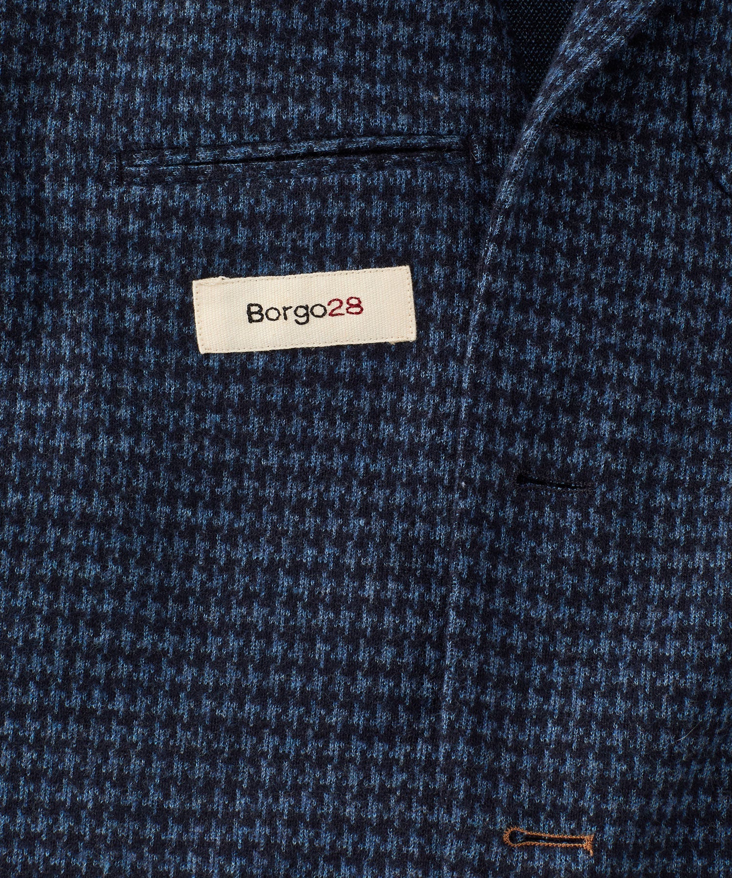 Houndstooth Three-Button Wool/Cotton Blazer in Indigo by Borgo28