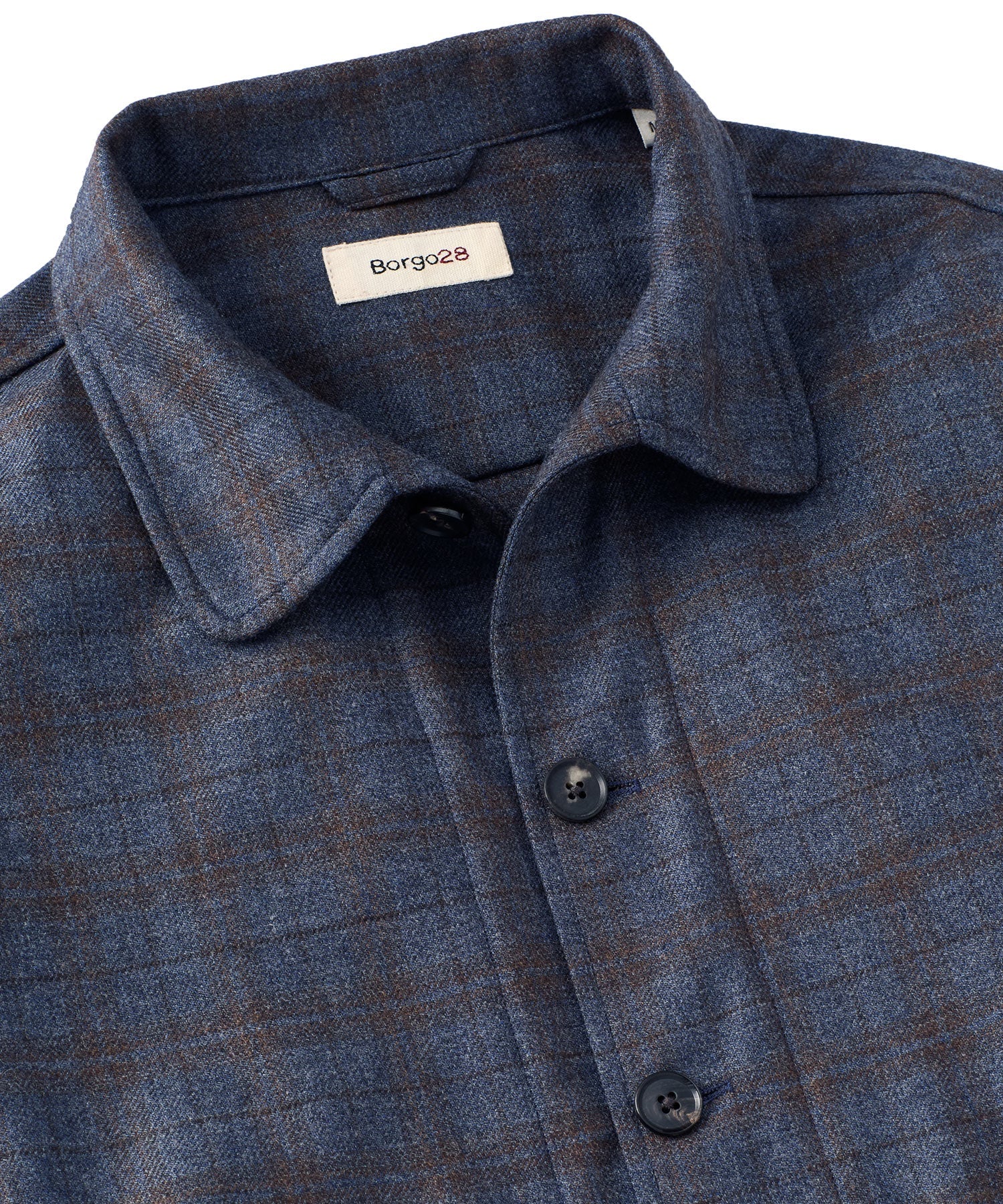 Wool and Cashmere Plaid Sport Blouson Jacket in Navy by Borgo28