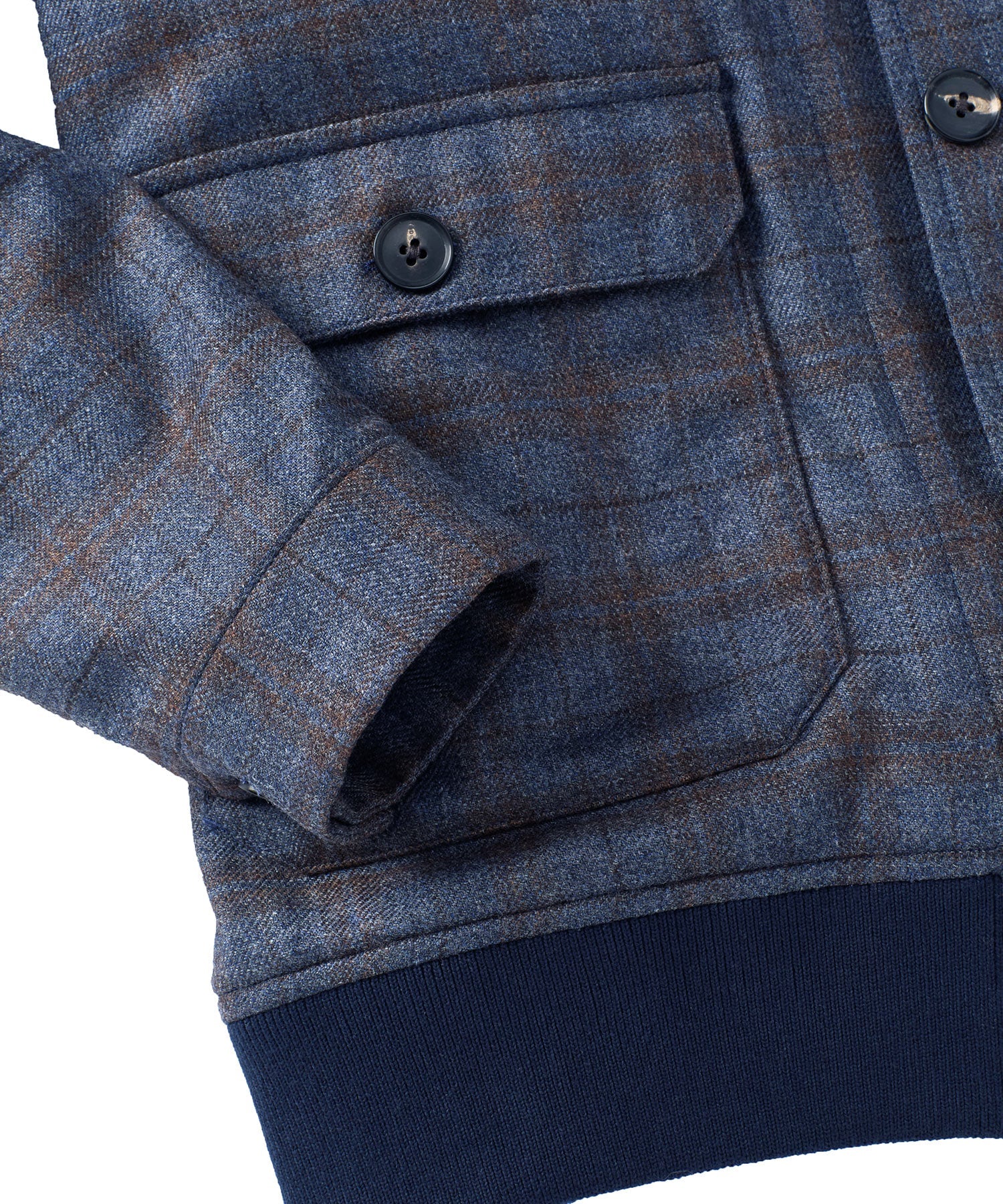 Wool and Cashmere Plaid Sport Blouson Jacket in Navy by Borgo28