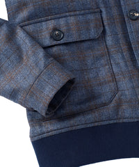Wool and Cashmere Plaid Sport Blouson Jacket in Navy by Borgo28
