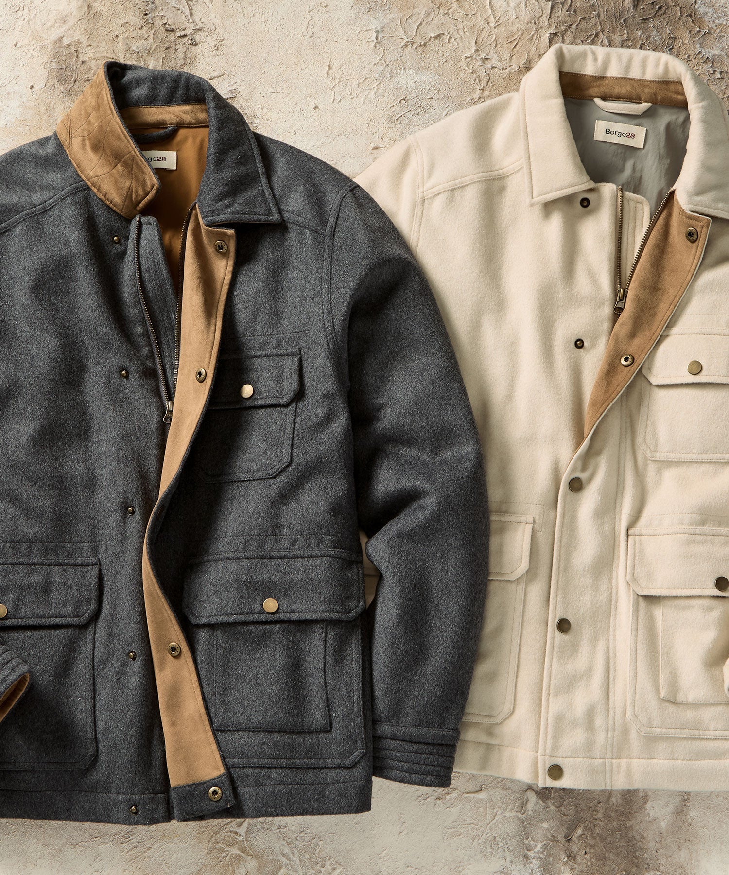 Wool-Blend Utility Jacket in Charcoal by Borgo28