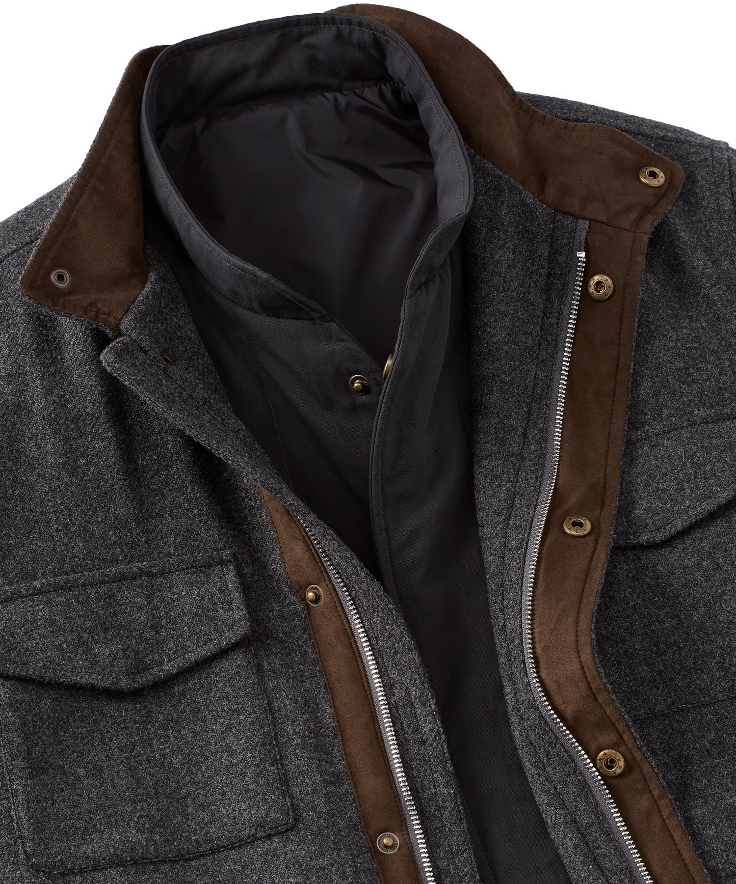 Wool Field Jacket with Detachable Vest in Charcoal by Borgo28