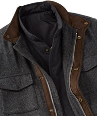 Wool Field Jacket with Detachable Vest in Charcoal by Borgo28