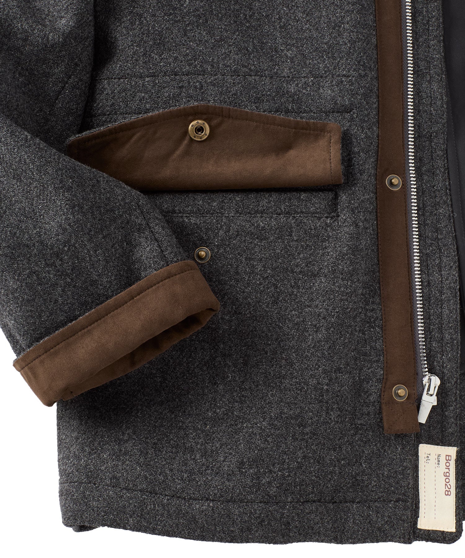 Wool Field Jacket with Detachable Vest in Charcoal by Borgo28