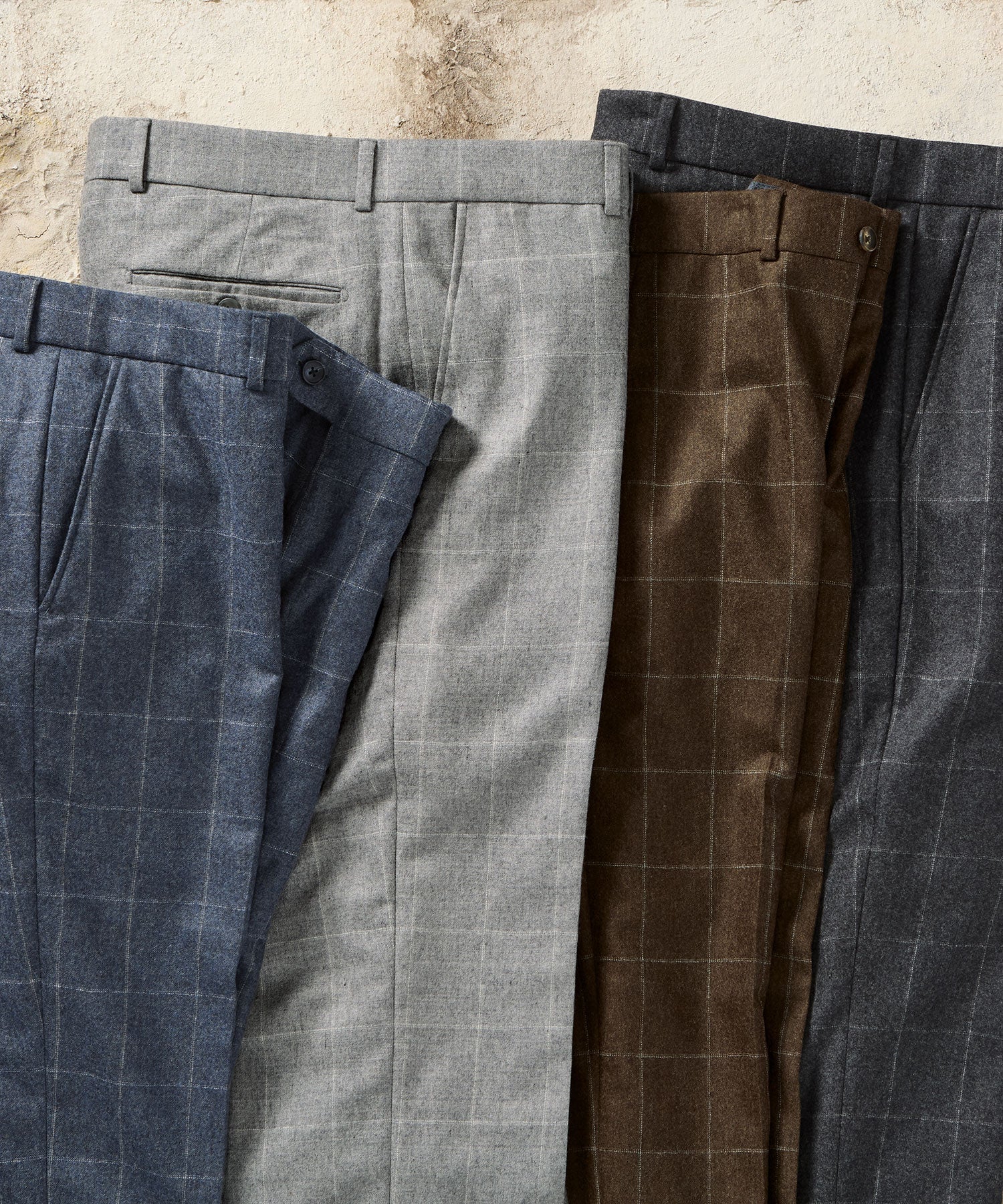 Cashmere and Wool Saxony Windowpane Comfort-EZE Trouser in Choice of Colors (Soho Modern Fit) by Ballin