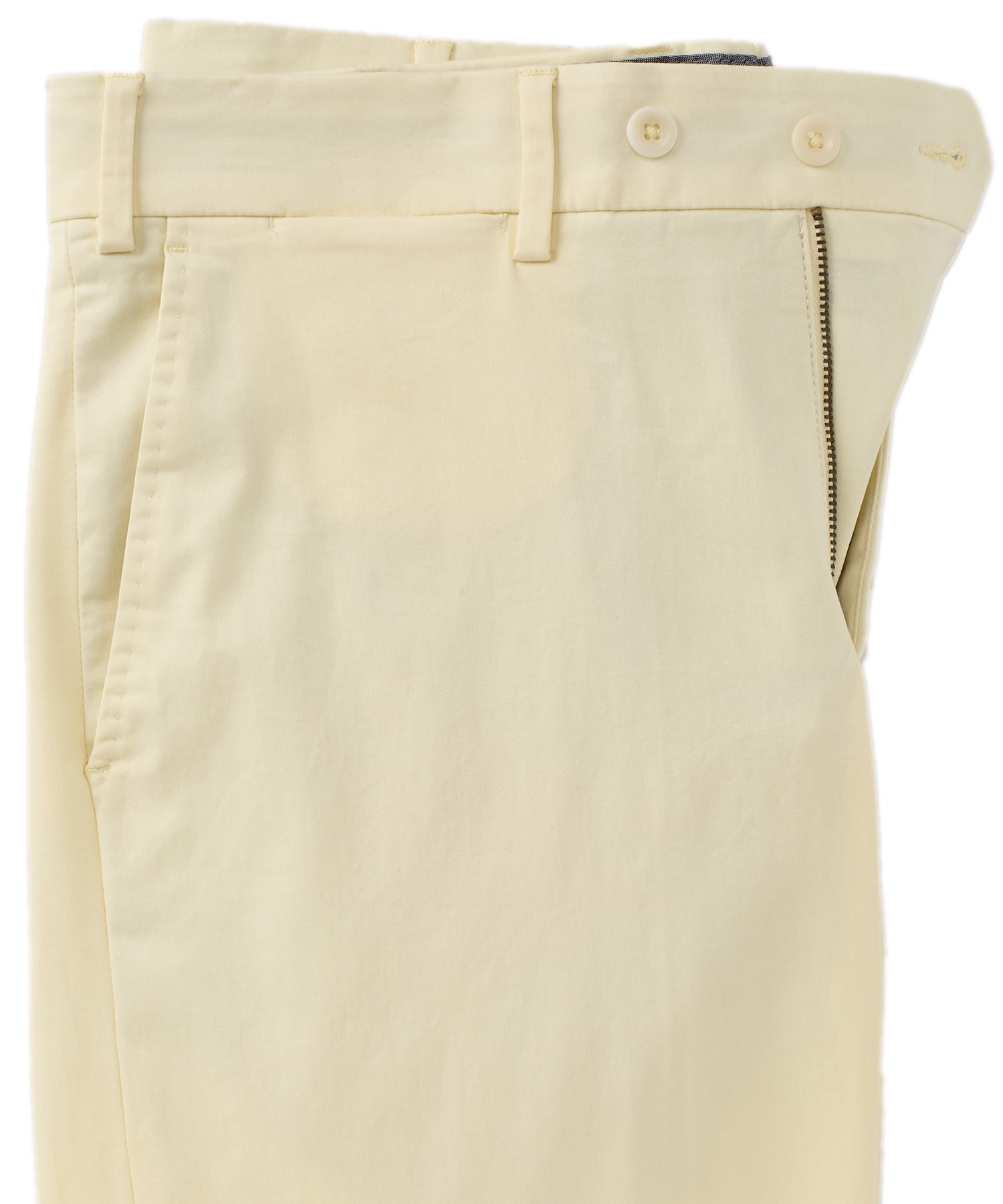 Supima Sateen Italian Luxury Flat Front Cotton Trouser in Light Yellow (Choice of Fits) by 6 East by Ballin