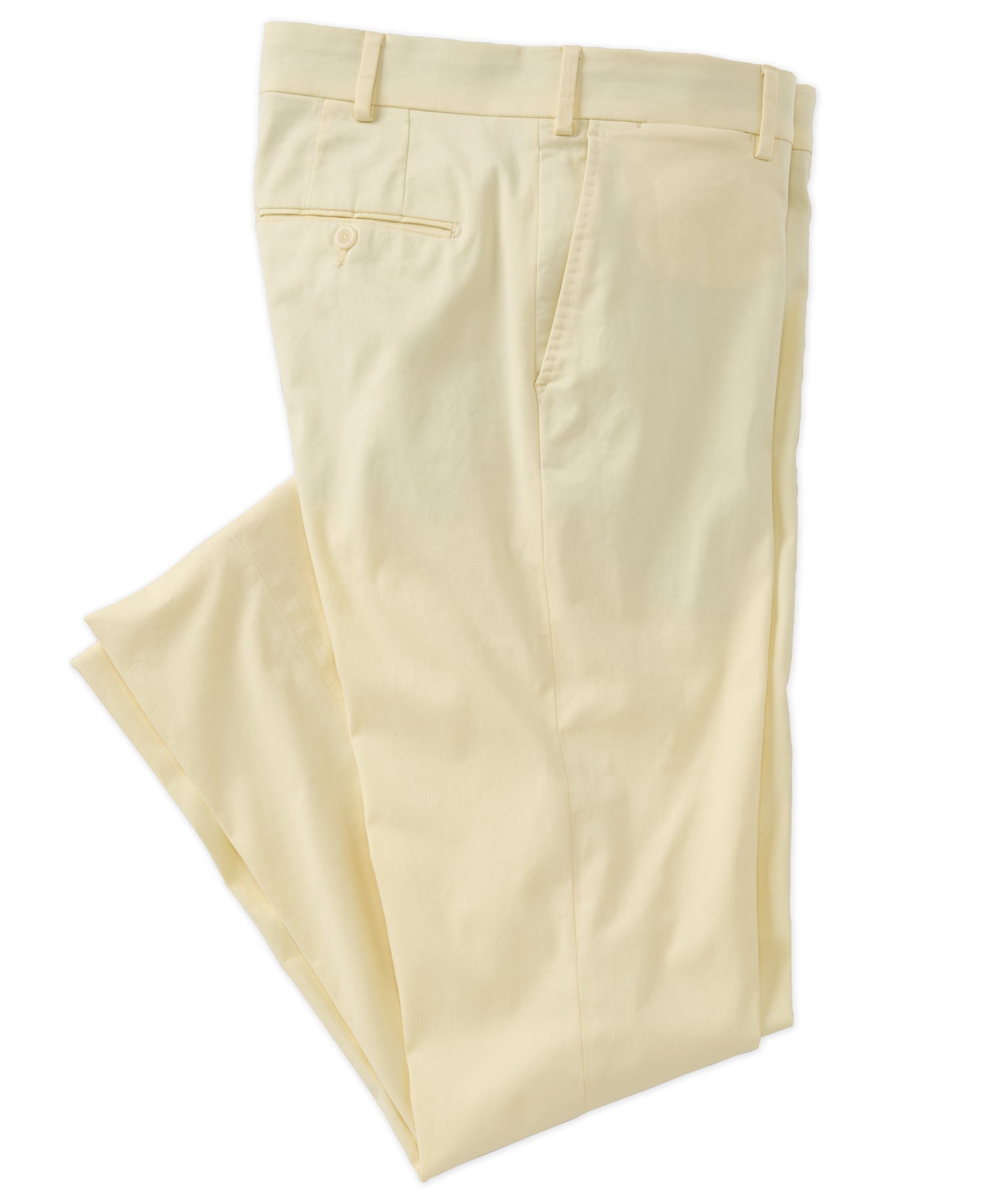 Supima Sateen Italian Luxury Flat Front Cotton Trouser in Light Yellow (Choice of Fits) by 6 East by Ballin