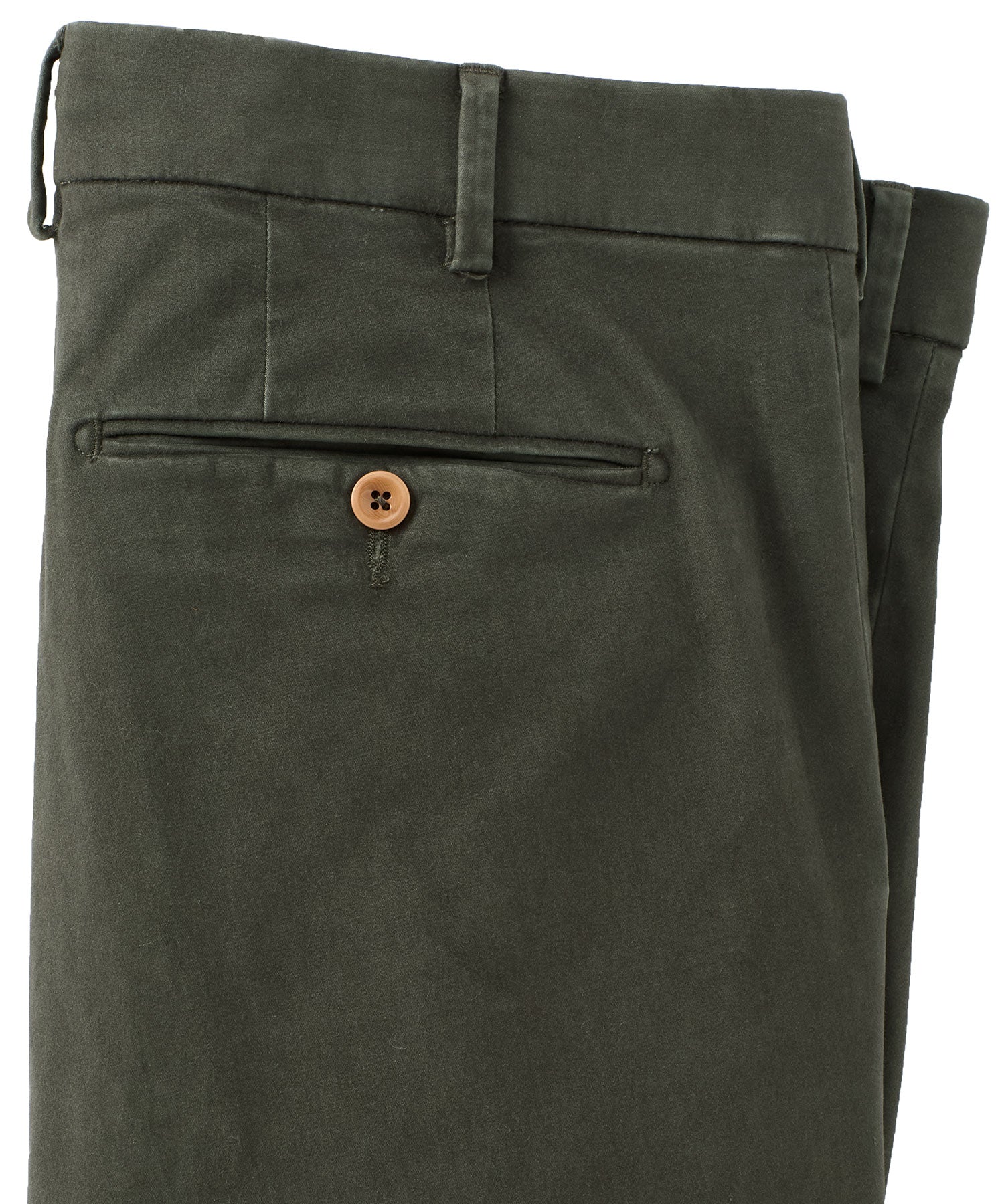 Supima Sateen Italian Luxury Flat Front Cotton Trouser in Loden (Choice of Fits) by 6 East by Ballin