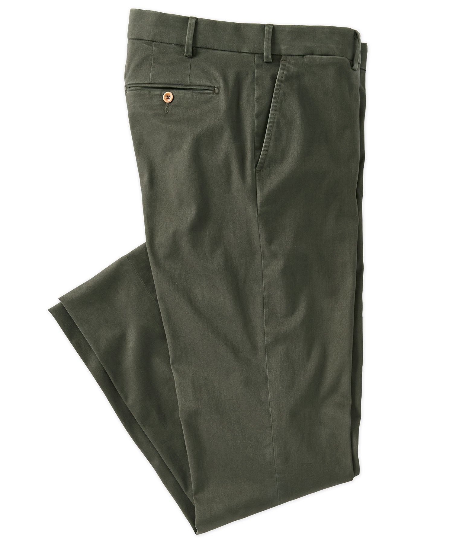 Supima Sateen Italian Luxury Flat Front Cotton Trouser in Loden (Choice of Fits) by 6 East by Ballin