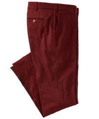Supima Sateen Italian Luxury Flat Front Cotton Trouser in Wine (Houston Modern Fit) by 6 East by Ballin