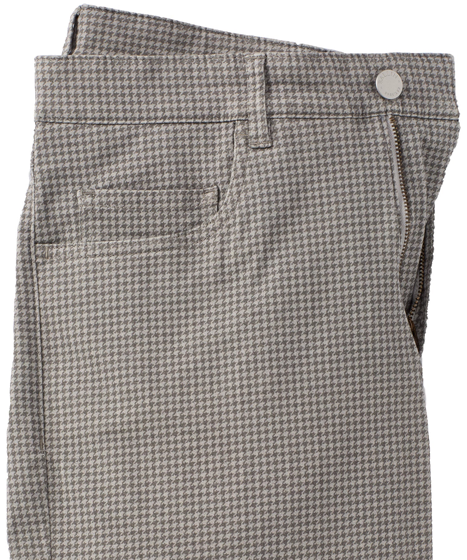 Houndstooth Check Twill 5-Pocket Pants in Grey (Crescent Modern Fit) by Ballin